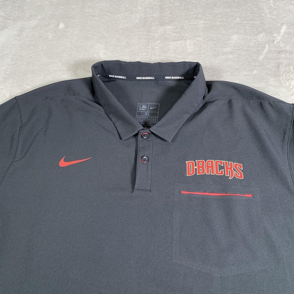 Arizona Diamondbacks Shirt Mens XL Black Red MLB Baseball Nike Dri-Fit Polo